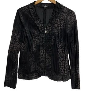 BELLISSIMA Faux Suede Leopard Print Zip Up Jacket, Size 10,-#327